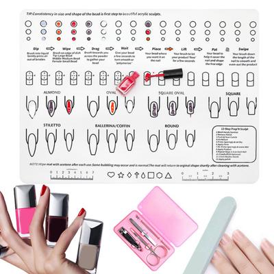 Nagel-Trainingsmatte, waschbar, flexibel, aufrollbar, Acryl, Fingernägel, Silikon, Nagelkunst-Pad, DIY, professionelles Maniküre-Werkzeug