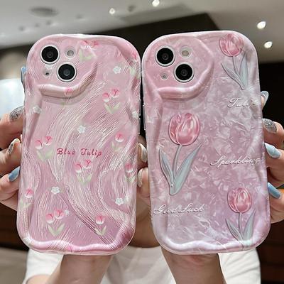 Silikonhülle mit Tulpenblumen für Xiaomi Redmi Note 14 13 Samsung A56 A26 Oppo A3 A5 Pro Tecno Spark 30C Funda Cartoon Lucky Dog Cover Weicher TPU-Stoßfänger