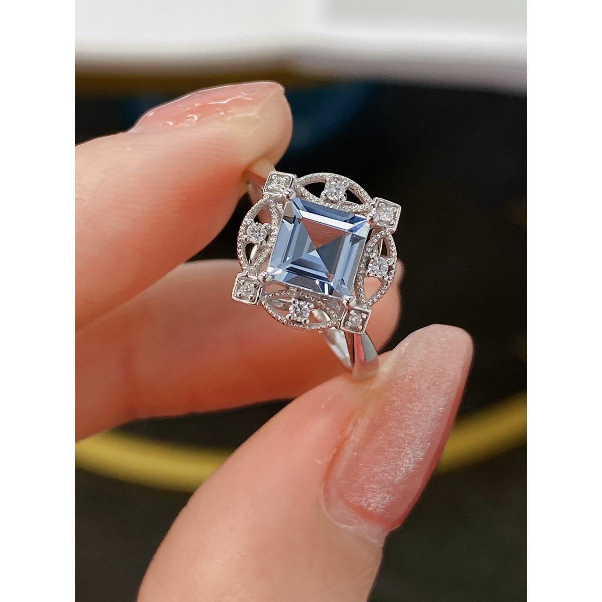 

Модное кольцо темперамент аквамарин ювелирные изделия нишевый дизайн стиль указательный палец кольцо аксессуары для девочек No. 6