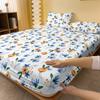 Simple 1 Modern Plant Flower Printed Matte Fitted Sheet, Bedroom Printed Bed Cover, Bedding Excluding Pillowcases