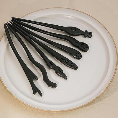 Elegant Ebony Chinese Hairpin - Ancient Style Wooden Hair Accessory