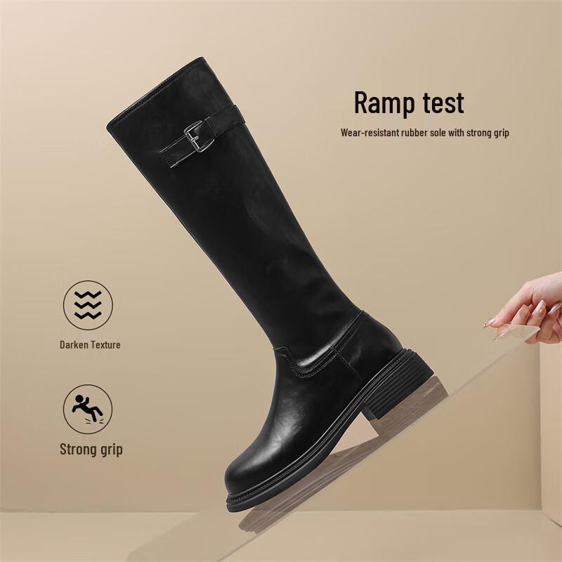 ZHR Women's Retro Western Thick-Sole Tall Knight Boots