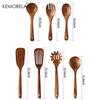 7/10 PCS Thailand Teak Natural Wood Tableware Ladle Turner Long Rice Colander Soup Skimmer Cooking Spoons Scoop Kitchen Tool Set