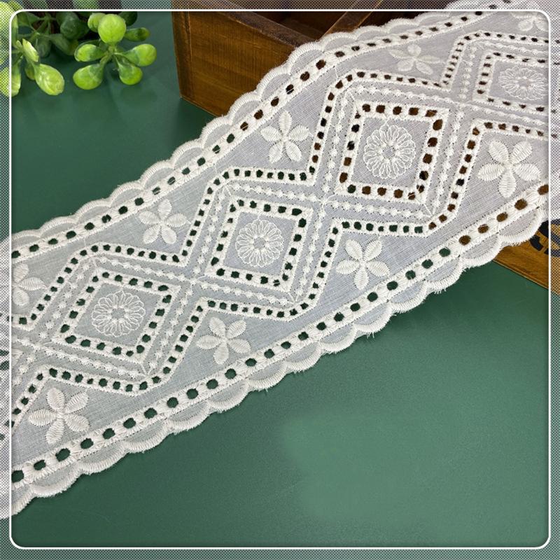 

3 метра/лот 10 см в ширину новый продукт ажурная ткань из чистого хлопка вышивка бежевый кружевной край полоска аксессуар подгибка край бежевый