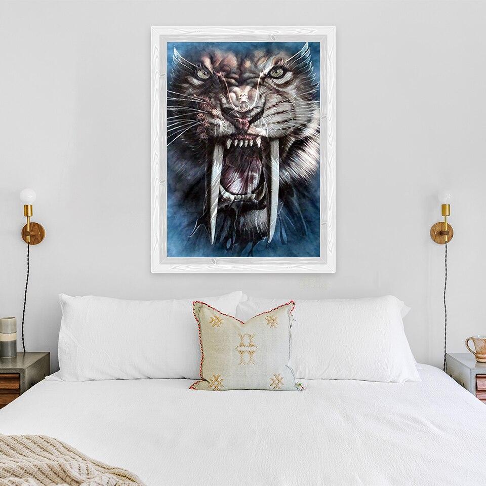 New 5D DIY Diamond Painting Lion Diamond Embroidery Animals Full Round Drill Crafts Home Decor Manual Gift