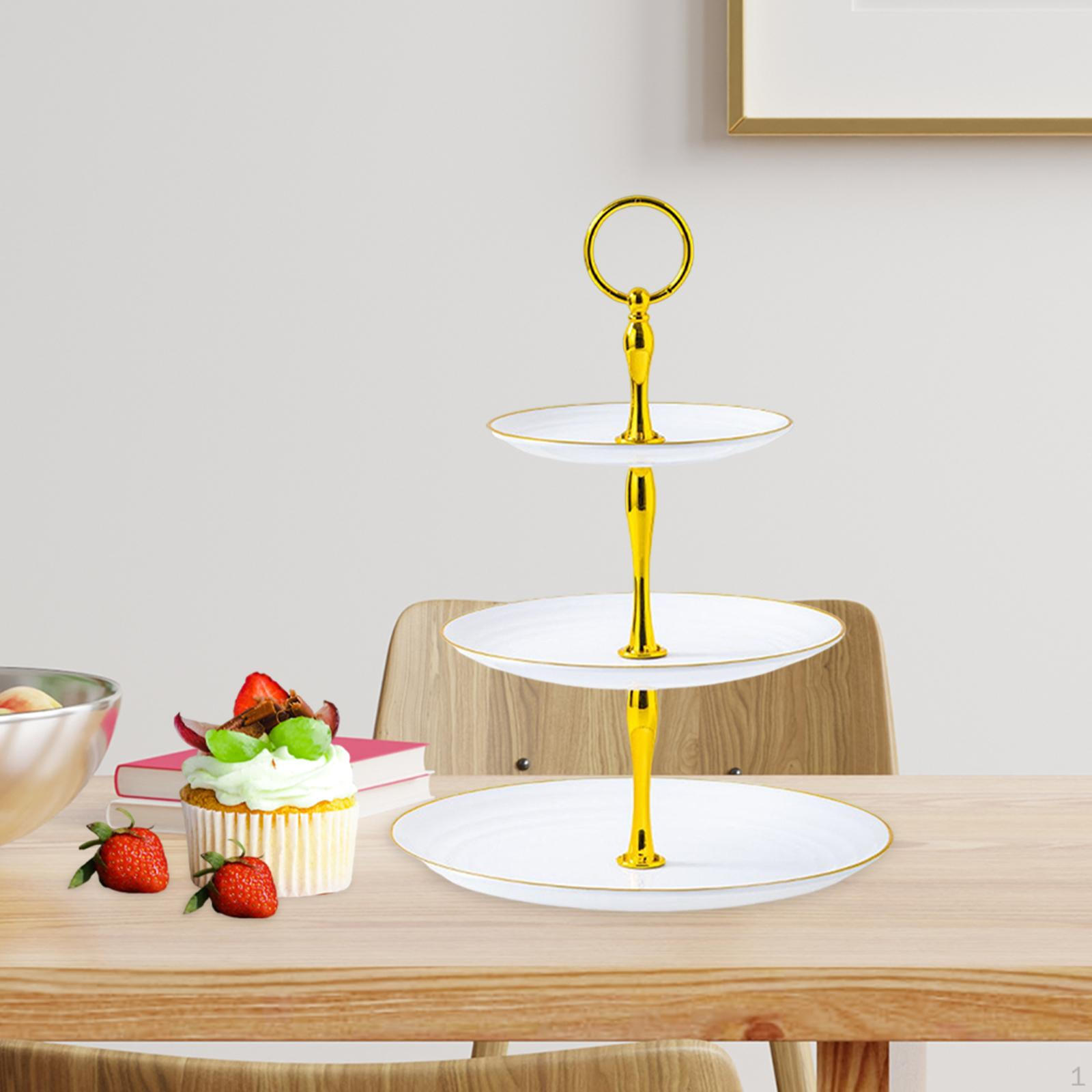 

3 Tiers Cupcake Stand, Tiered Dessert Round Plate for Tea Party Wedding Birthday Kitchen White