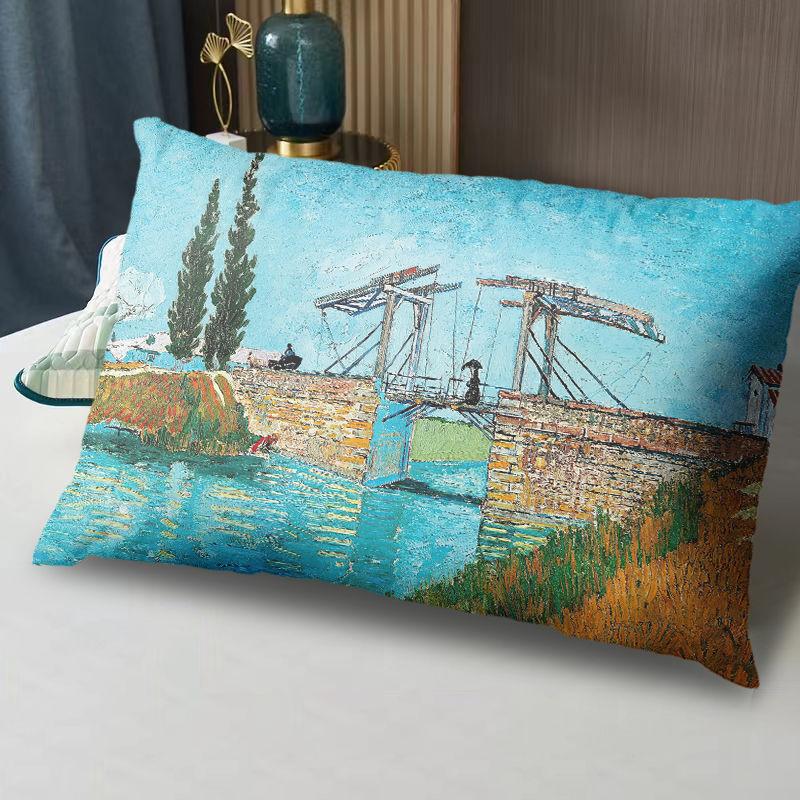 Van Gogh Oil Painting Pillow, Comfortable for Student Dormitory and Home, Single-Sided Customizable Pillow Core and Case