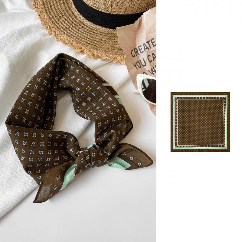 Atmosphere Cotton Silk Scarf Small Floral Square Scarf Headscarf High Sense Versatile Cotton And Linen Printed Square Scarf Silk Scarf Women