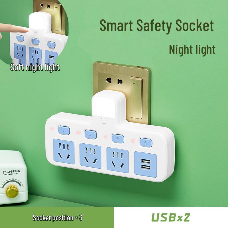 Multifunctional Wireless Surge Protector Power Strip with USB and Night Light