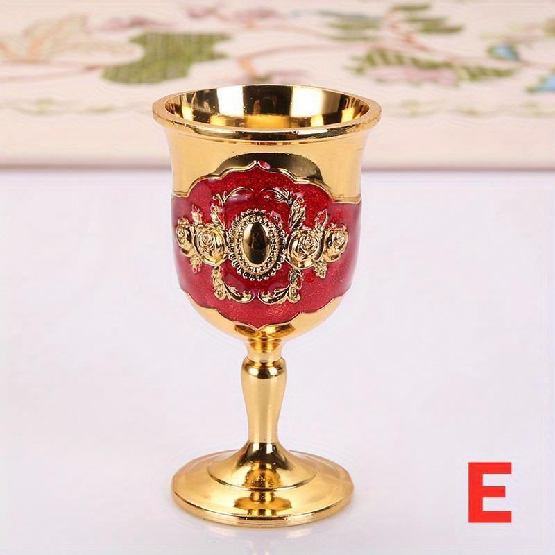 1pc European Style Wine Glass High-grade Liquor Glass Creative Home Metal Liquor Glass Retro Creative Small Pieces