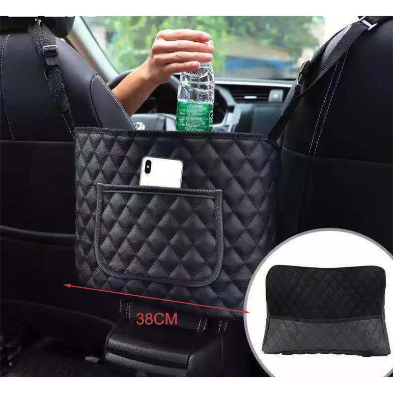 1pc leather Car Seat Back Organize- Storage Mesh Bag Large Capacity with Hanging Mount, Lightweight Organizer Car Accessory