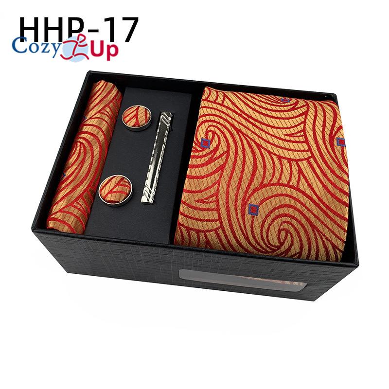 Cozy Up 6 Pieces Set Paisley Men's Tie Including Tie Square Scarf Cuff Tie Clip Gift Box