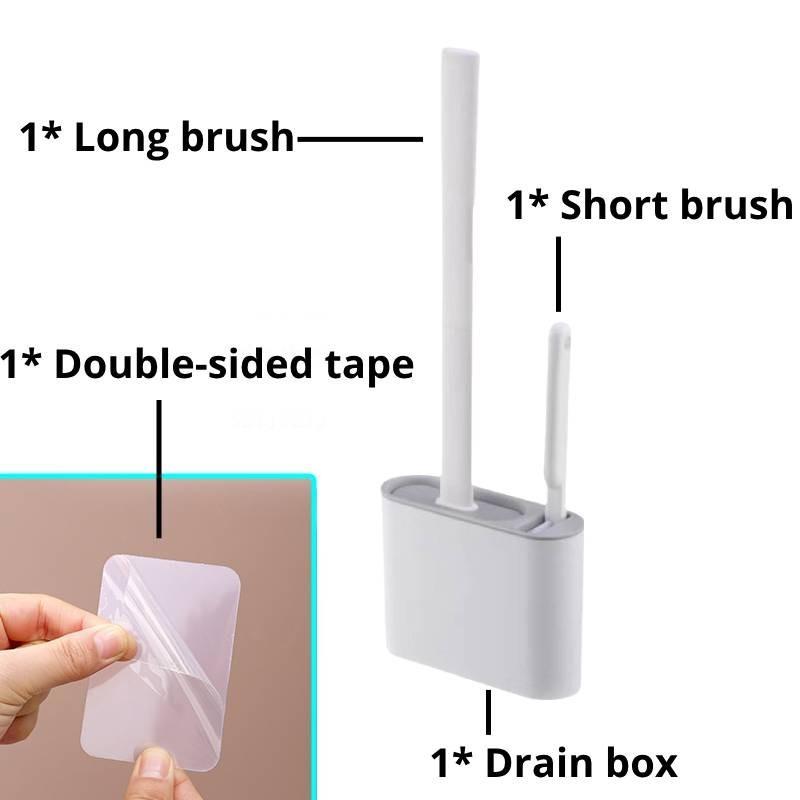 Toilet Silicone Brushes With Brush Holder Wall Mounted Cleaning Tool Bathroom