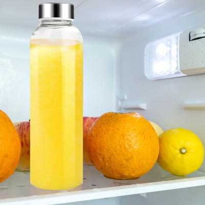 6Pcs Glass Juice Bottles Set 500ml Refillable Clear Glass Water Bottles with Airtight Caps