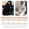 AQRTPXU Thick Long Sleeve Pajamas with Top and Front Warm Wearable Blanket for Cold Weather Unisex Women's Fleece-Lined Hood, Turtleneck, Zip-Up
