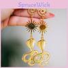 Bohemian Style Snake Sun Charm Hoop Earrings For Women Summer Fashion Accessory