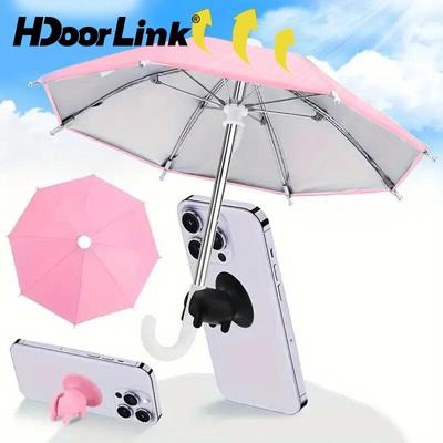 HdoorLink Telefon-Regenschirm mit Saugnapf UV-Schutz Universell Mini Winddicht Sonnenschirm Handy-Regenschirm Telefonzubehör