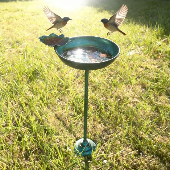 Bird Bath And Feeder Metal Bird Bath with Lotus Leaf Design Bird Feeder Outside Standing