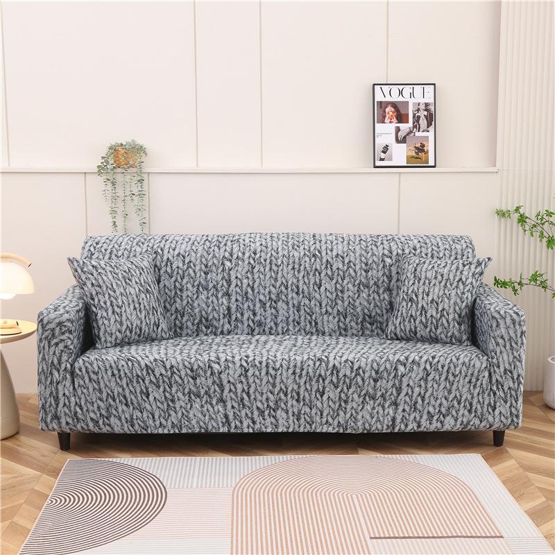 Elastischer Bedruckter Sofabezug All-Inclusive Vier Jahreszeiten Universal Kombinations Chaiselongue Sofabezug Milchseide