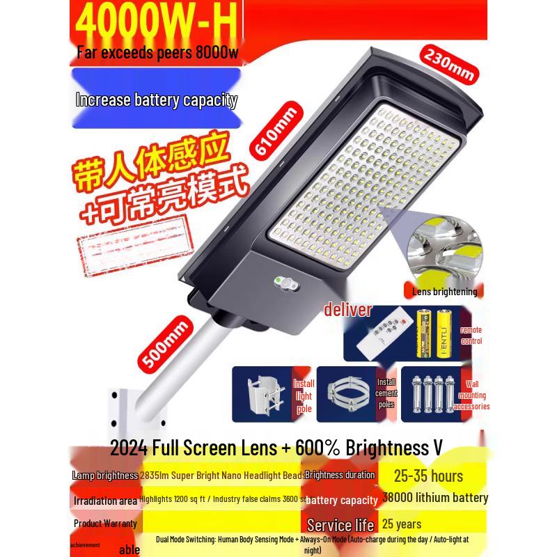 Jundingying 4000W Solar Motion Sensor Garden Light