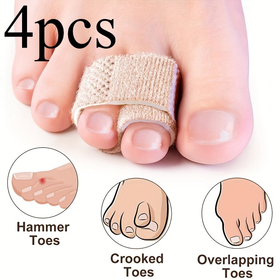 [4pcs Toe Support] 4pcs Adjustable Polyester Toe Support Braces | Reusable Fracture Straps for Hammer, Crooked & Overlapping Toes, Comfortable Fit
