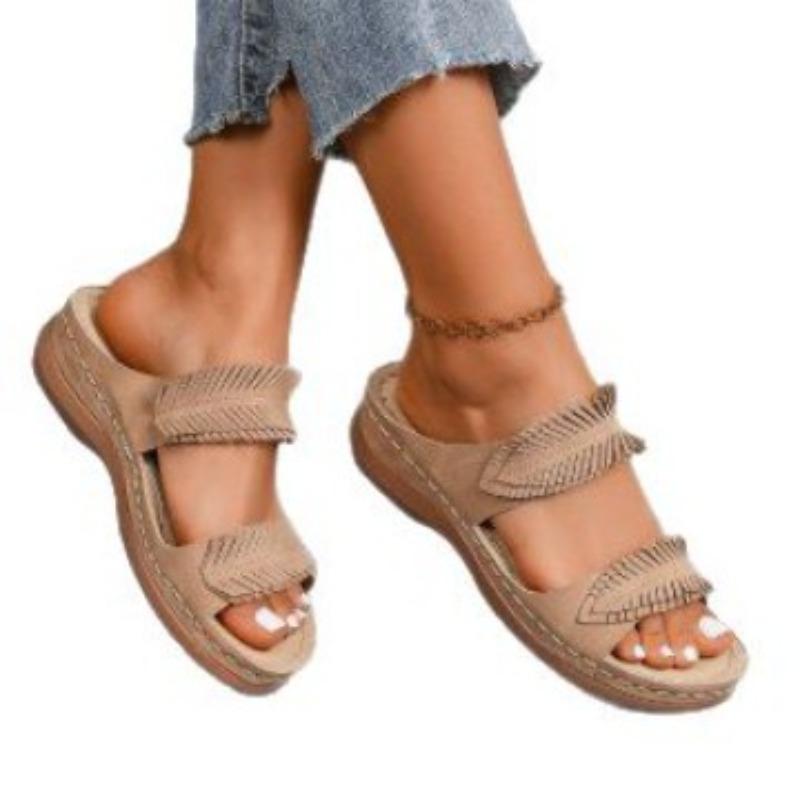 Summer fashion large size flat sandals design sense seaside beach sandals women's shoes