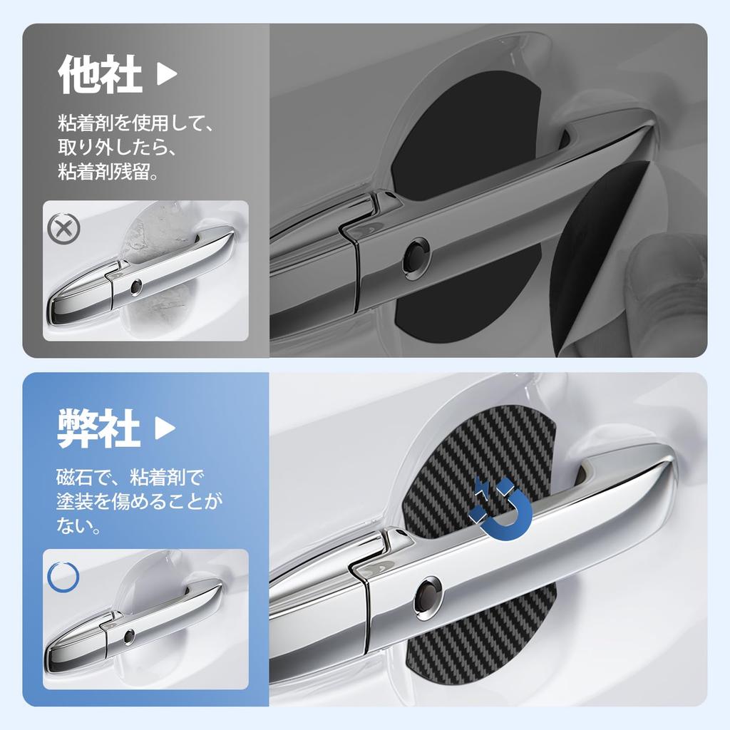 AUTO SPEC Door Handle Protectors with Magnets for Honda NBOX Series 2017 and Door Handle Parts Exterior Door Handle Carbon Fiber Protection Easy