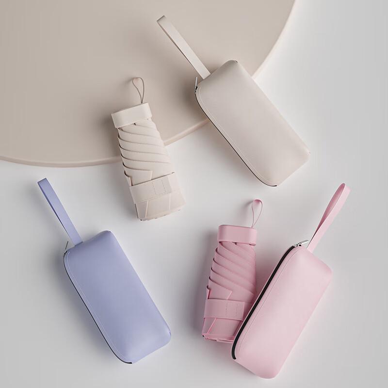 Compact Six-Fold Sun/Rain Umbrella with Card Holder