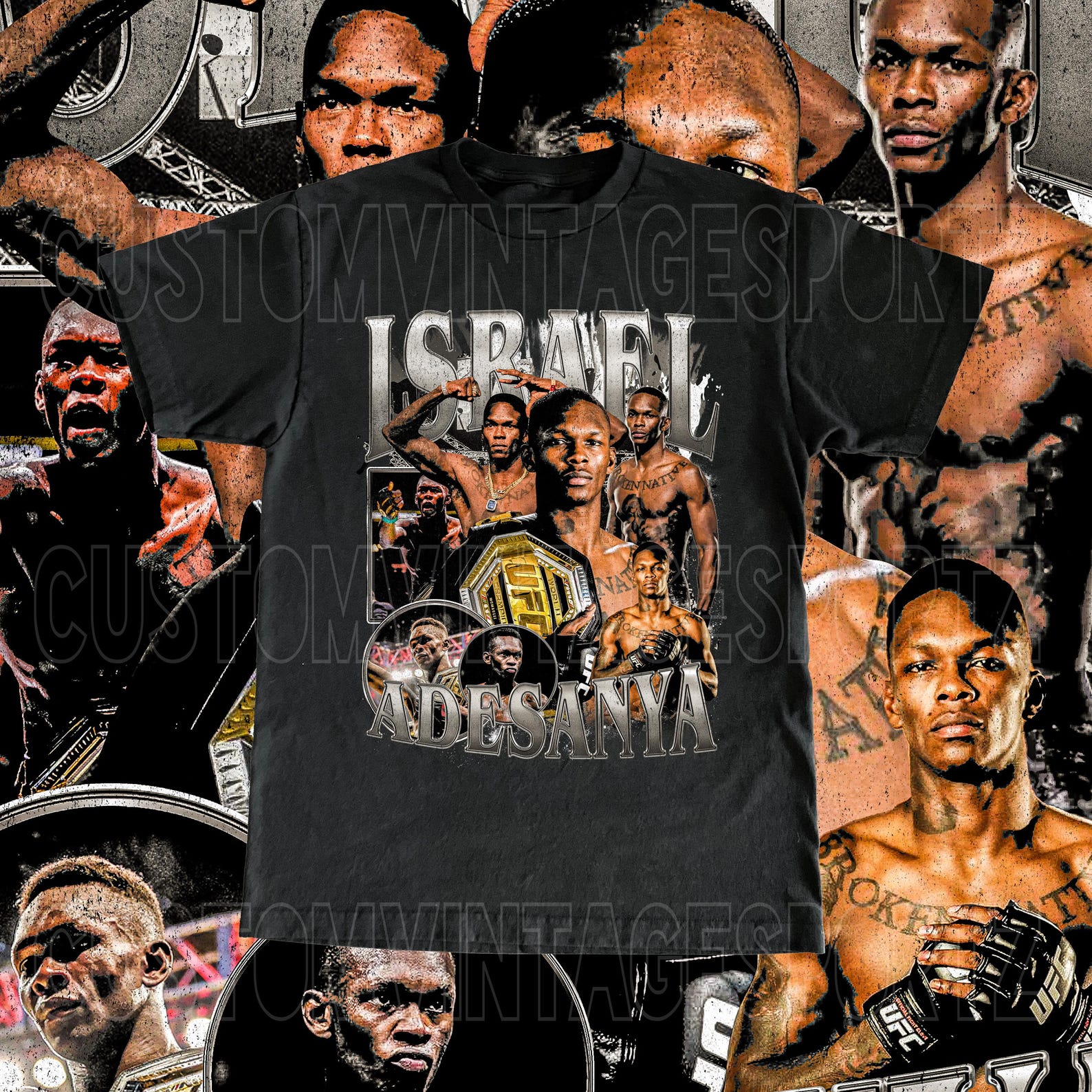 Israel Adesanya T Shirt High Quality Print - Fan The Last Style Bender Custom Vintage Design MMA Adult & Kids Sizes M
