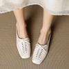 Fashion 2025 New Summer Slippers Cover Toe Fashion Hollow Out Sandals Women Shoes Ladies Shoes Mules Genuine Leather Modern Slippers