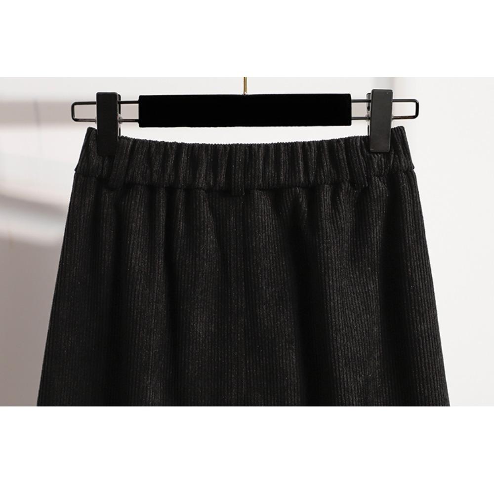 DIMANAF Plus Size 2025 New Winter Women Skirts Corduroy Loose Casual Elastic Waist Fashion Lady Thick Short