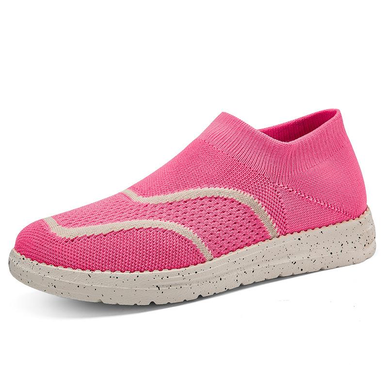 Shoes Men's Spring and Autumn New Breathable Flying Weaving Couple Casual Shoes Soft Sole Lightweight One Pedal Walking Shoes Factory Straight Hair