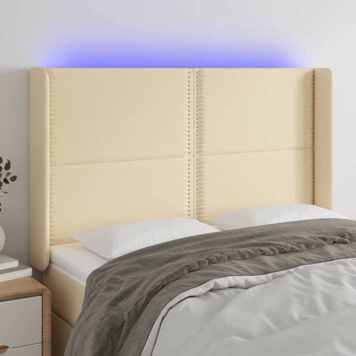 VidaXL LED Headboard Bedroom Furniture Double Bed Accessory Head of Bed Frame Interior Cream 3123911