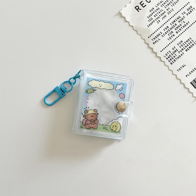 

1/2-дюймовый держатель карманы прозрачный DIY мини фотоальбом брелок портативный держатель для хранения фотографий брелок для ключей синий