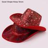 Red Christmas Cowboy Hat Santa Claus Decoration Holiday Party Props Wide Brim Cowgirl Hat Jazz Hat cowboy hat
