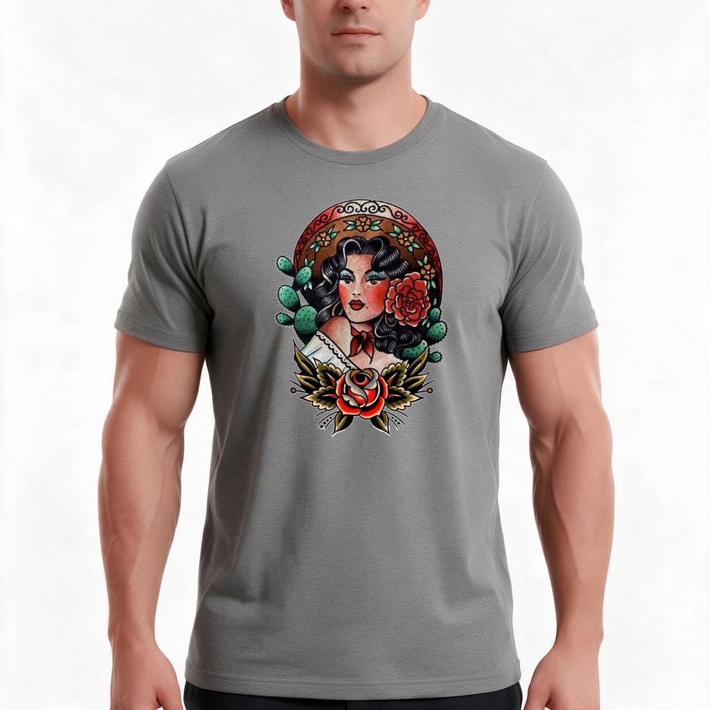 Traditional Pretty Mexican Chicana Tattoo Tshirt Summer Casual Cotton Tee Oversized Streetwear Tops Vintage Graphic Print