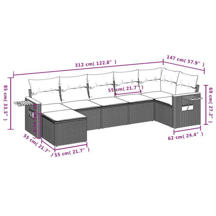VidaXL Salon de Jardin avec Coussins 7 pcs, Canapés de Patio, Ensemble de Meubles, Mobilier de Terrasse Exterieur, Gris 3227034