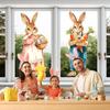 CHUNNIN 2Pcs Extra Large Easter Bunny Window Clings Spring Easter Window Decorations Vintage Easter Window Stickers Farmhouse Rustic Rabbit Carrots