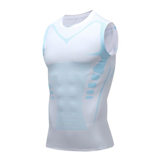 Men Fitness Vest Round Neck Sleeveless Sport Tops Breathable Fabric Camisole Vitality Enhancing Body Shaper