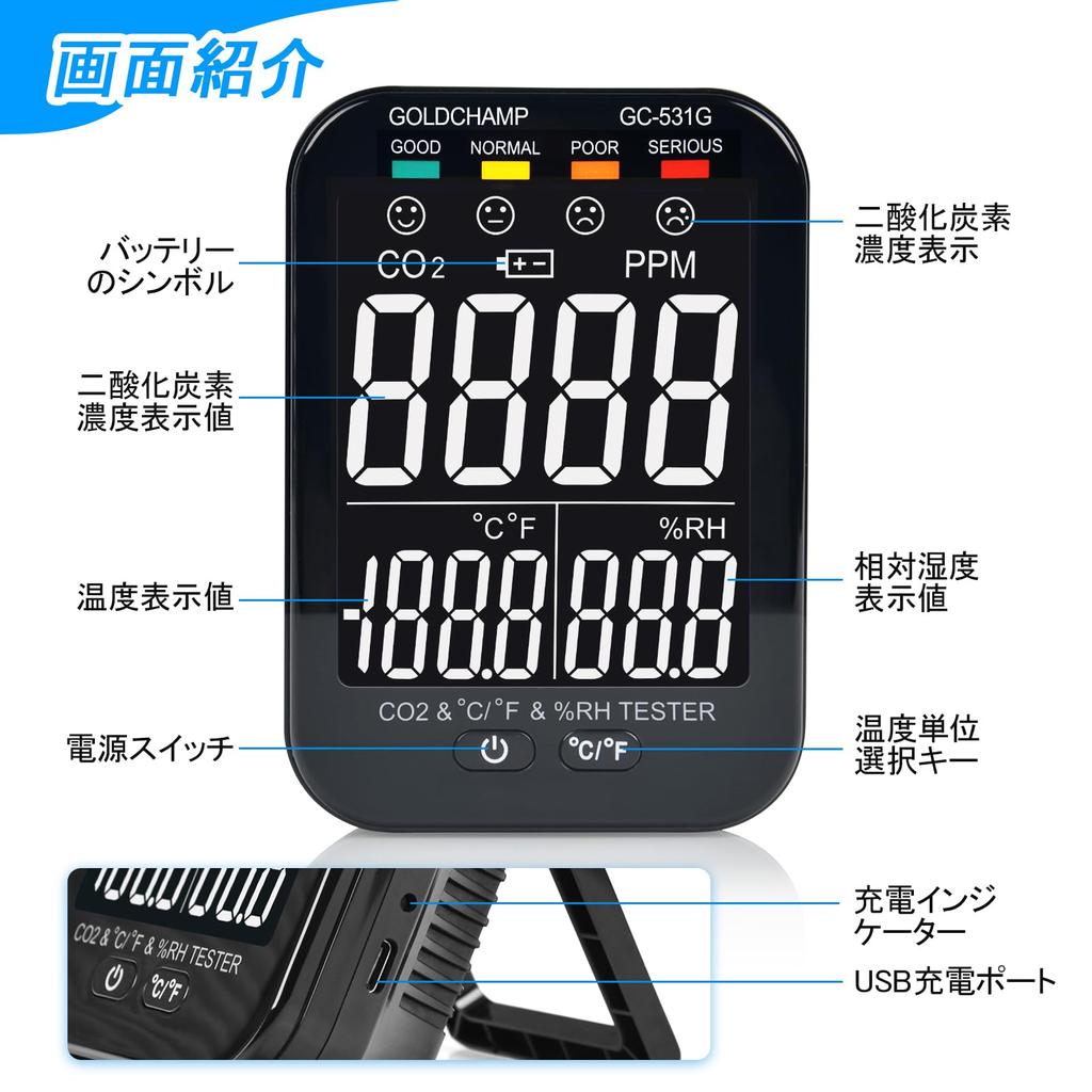 Monitor kvality vzduchu Vnitřní monitor kvality vzduchu se senzorem teploty a vlhkosti Analyzátor vzduchu s digitálním LCD displejem a zvukovým alarmem Japonský uživatel