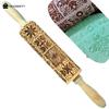 Christmas Rolling Pins Rock Snowflake Elk Wooden Rolling Embossing Baking Cookies Biscuit Fondant Cake Patterned Roller 35*5cm