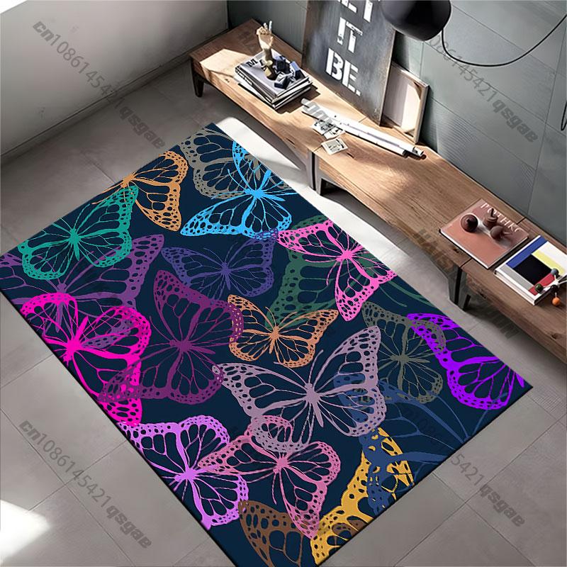 Colorful Butterflies In Elegant Flight Carpet Yoga Living Room Room Decor Children's Crawling Mat Doormat Area Rug