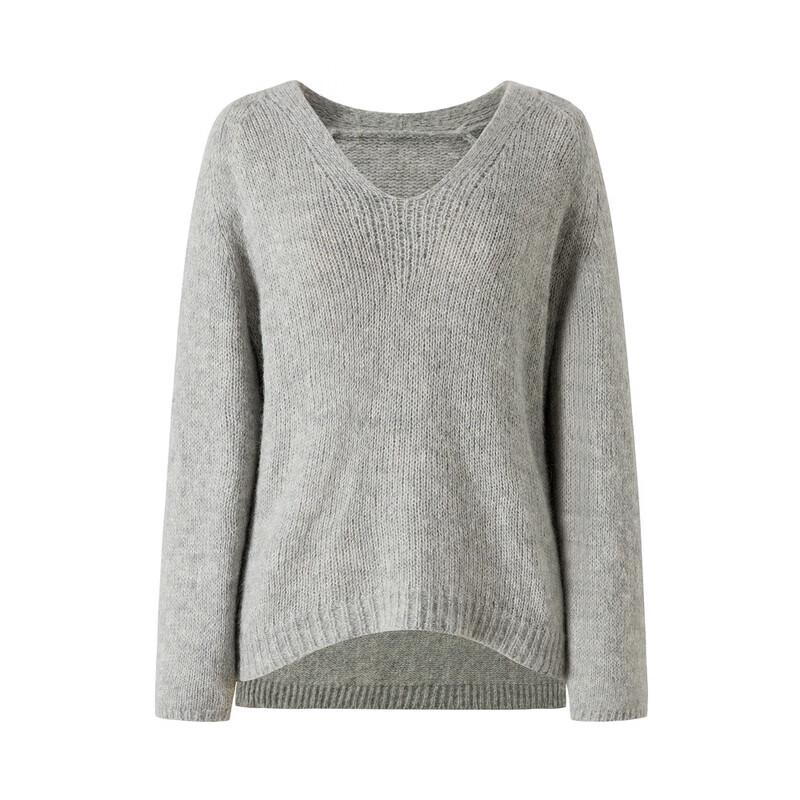JUZUI ANNANCO Women's Relaxed V-Neck Wool Blend Sweater