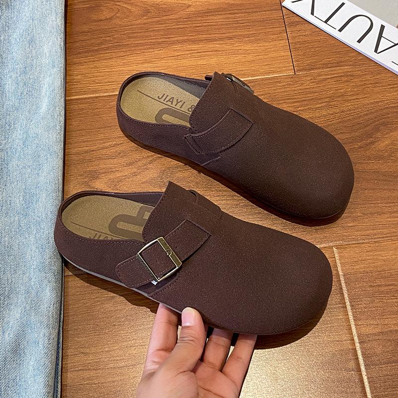 

Пробковая подошва утолщенные мягкие клейкие гигантские удобные шлепанцы на полупятке новая осень 40