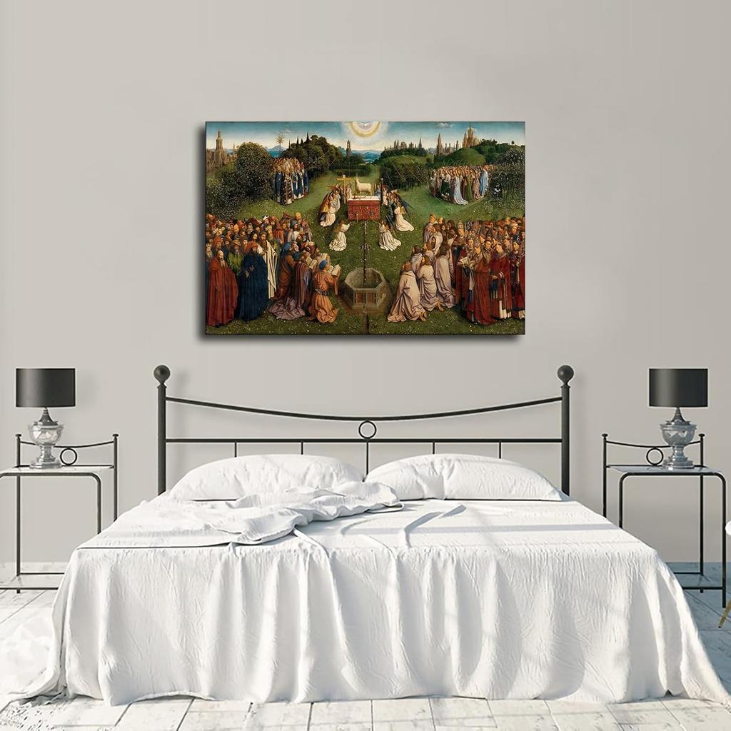 ZZWGHJ Adoration of The Lamb From The Ghent Altarpiece By Hubert Van Eyck Poster Canvas Image Printing Wall Art Decoration Aesthetics Living Room