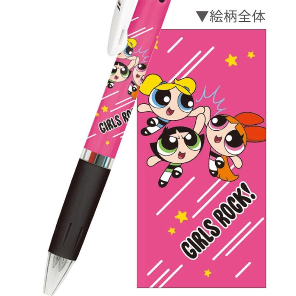 Powerpuff Girls Ballpoint Pen, 3-Color Jetstream 0.5mm, Made In Japan, JUMP & TOUCH Set (Pen, Name Sticker)