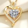 Cute Female Crystal White Zircon Stone Heart Pendant Necklace Vintage Gold Color Wedding  For Women