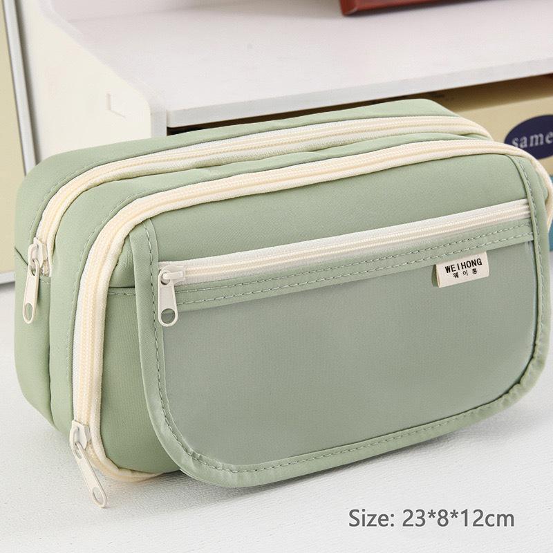 Large Capacity Pencil Bag Capybara Cartoon Stationery Holder Bag With Brooches Stickers Clips Keychains Children Pen Case