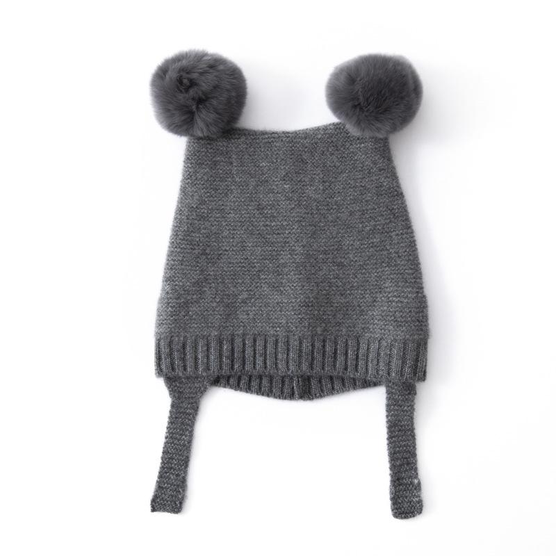 Women's 100% Pure Cashmere Pom-Pom Hat - Warm, Cute Lace-Up Ear Protection for Autumn/Winter