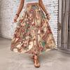 2025 Spring/Summer Women's Casual Midi Skirt - Comfortable Beach Print